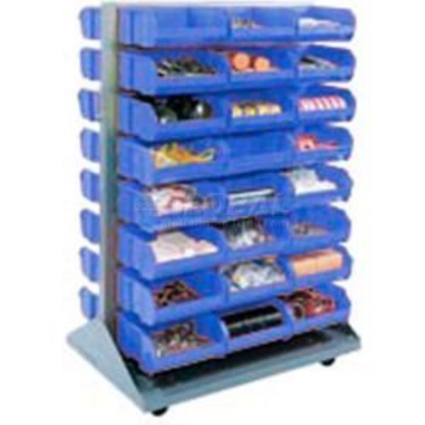 Global Equipment Mobile Double Sided Floor Rack - 96 Blue Stacking Bins 36 x 54 550174BL